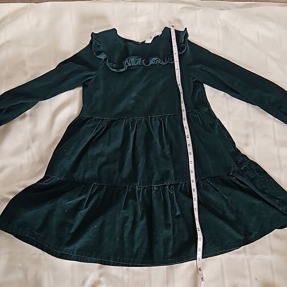 H&M Girl's Corduroy Long Sleeves Mini Dress Dark Green Size 6-7 Year Old - Picture 9 of 16